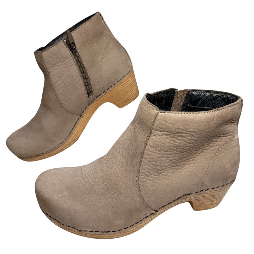 Dansko Maria Taupe Nubuck Leather Ankle Boots Womens 37